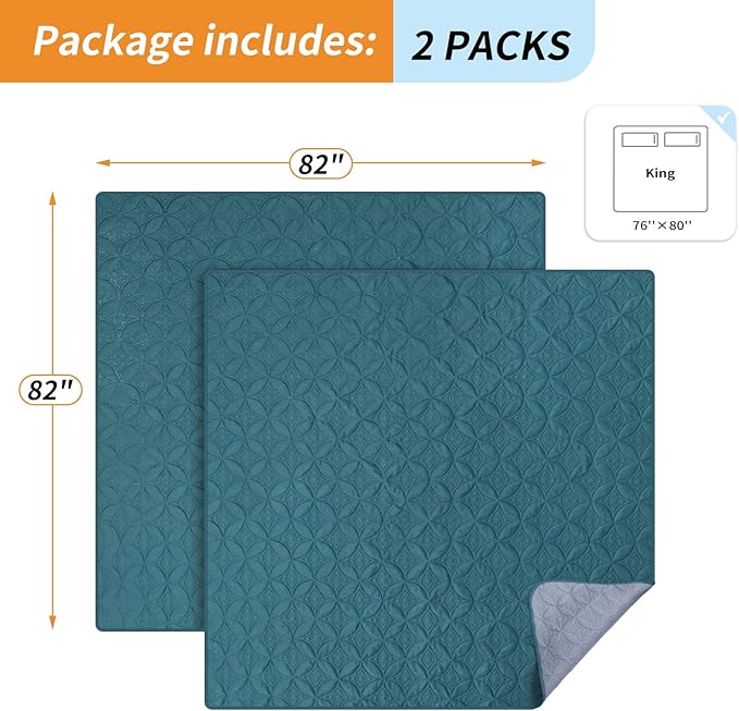 2 Packs Waterproof Dog Blankets Washable for Large Dog, Pet Couch Covers Protect Bed Sofa Furniture, Soft Reversible Dog Blankets Anti Scratches Dirty for Puppy Kids (82"×82", Teal/Grey Blue)