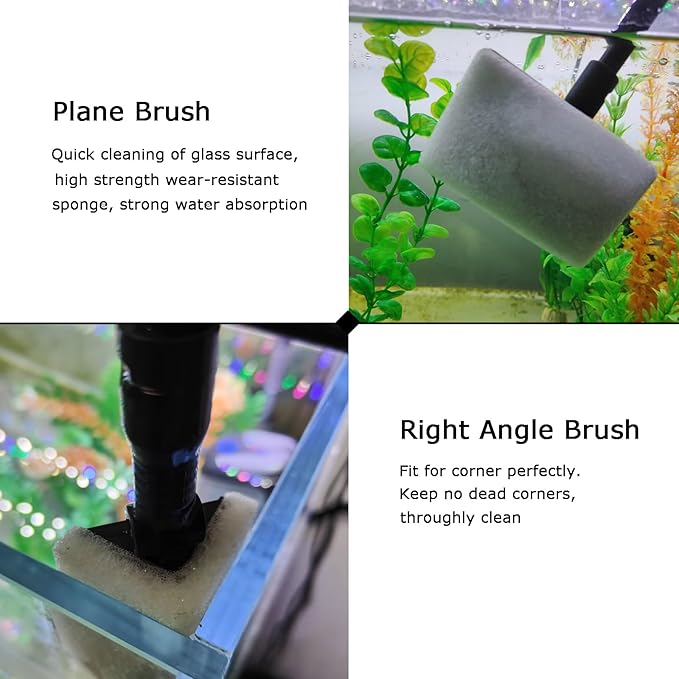 AQUANEAT Fish Tank Cleaning Tools, 6 in 1 Aquarium Cleaning Tools, including Algae Scraper, Sponge Pad, Fish Net, Gravel Rake and Cleaning Brush