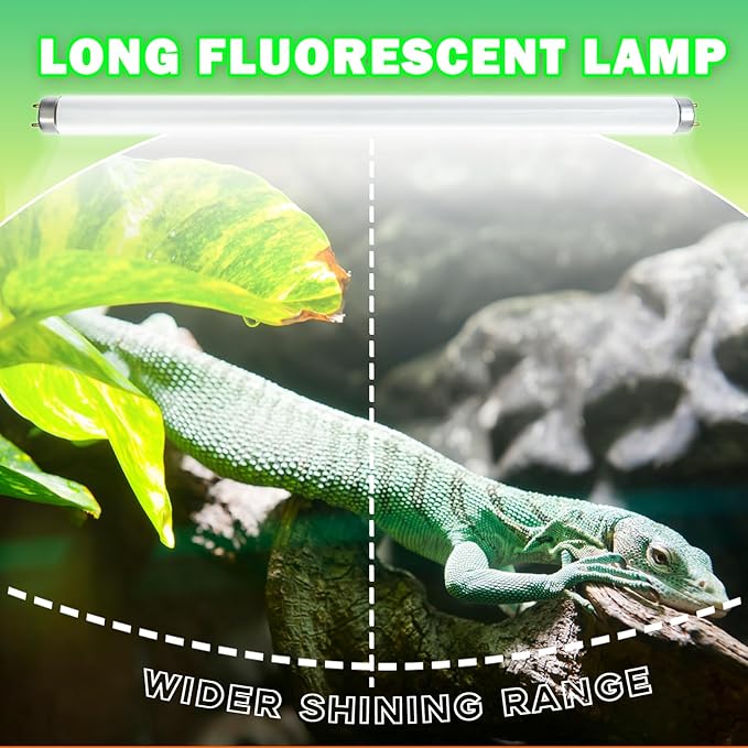 2Pack UVB Reptile Light 10.0 Bulb 15W 18inch T8,Long Service Life UVB Lamp Tube for Reptiles,Bearded Dragon,Tortoise Etc (10.0)