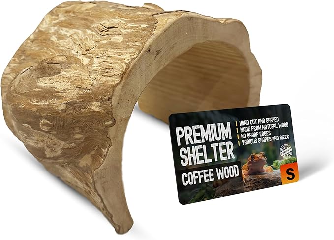 Java Coffee Wood Hideout - House Made from Retired Coffee Bean Trees - Gecko, Reptile, Lizard and Small Animal Hideaway - Hand Crafted - 100% Natural, Strong and Unique Looking - Small - 2 Pack