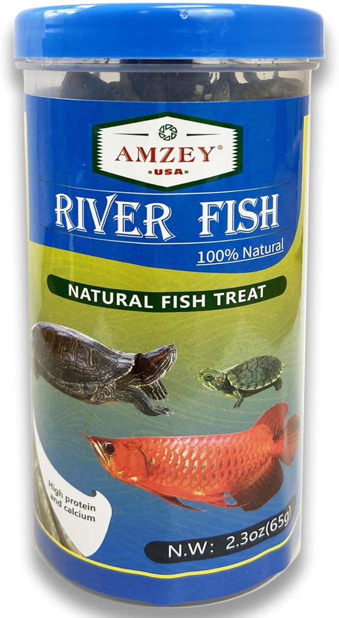 Amzey 2.3 oz Dried River Fish - Natural Food for Turtles, Terrapins, Reptiles and Large Tropical Fish