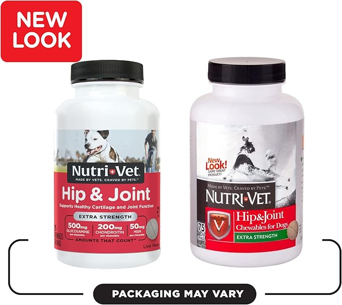 Nutri-Vet Hip & Joint Chewable Dog Supplements | Formulated with Glucosamine & Chondroitin for Dogs | 75 Count