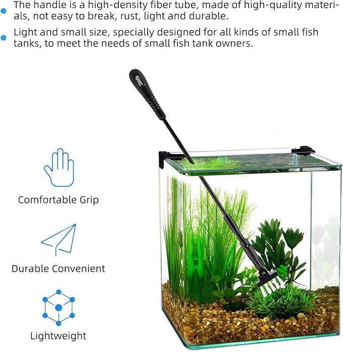 hygger Small Fish Tank Cleaner, Aquarium Cleaning Tools Kit with Handle, Seaweed Scraper, Fishing Net, Sponge Brush,Wall Brush (M)