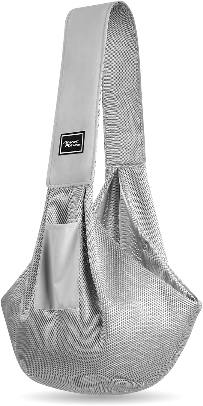 Dog Carrier Sling, Hand-Free Dog Sling Carrier for Small Dogs and Cats，Travel Safety Puppy Bag (Gray)