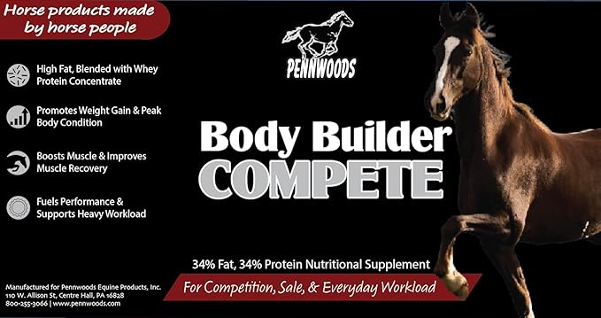 Body Builder Compete: Advanced Horse Weight Gain Supplement, Designed for Competition and Sale, 11lb Bag