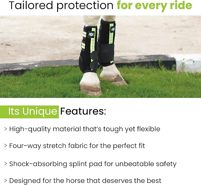 RS Premium Design Horse Boots, Protective and Shock Absorber | Horse Fly Boots Best for Jump Training and for Trails | Ok Fabric Provides Ultimate Flexibility (Reflective, Large)