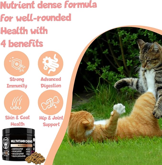 Cat supplements - Lysine for Cats - Cat Supplements & Vitamins- Cat Immune Support, Digestive Support - Sneezing Relief - Lysine Cat Treats - Cat vitamins for indoor cats - Cat health supplies