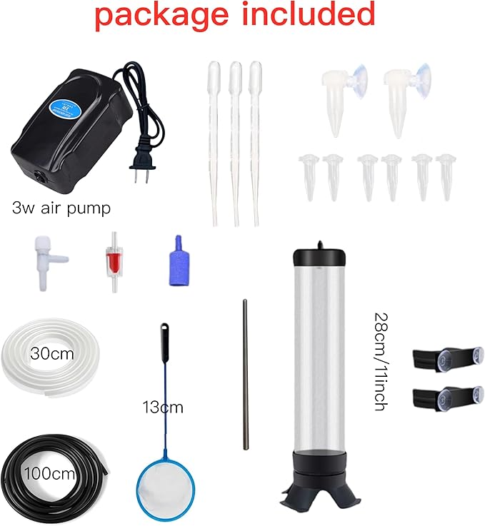 Brine Shrimp Hatchery Kit Brine Shrimp Eggs Incubator Kits with air Pump brine Shrimp net Shrimp Egg Storage Bottle Set of 21 Shrimp Tank kit