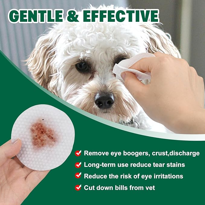 170pcs Dog Eye Wipes, 3.15“/8CM Dog Tear Stain Remover Wipes, Pet Eye Wipes for Dogs and Cats, Remove Crust DischargeMucus Secretions, Dog Eye Wash Pads for White Dogs, Clean and Moisturize