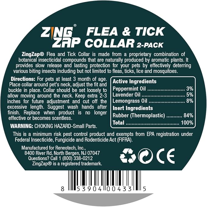 Flea &Tick Collar 2-Pack Gray, Protects from Biting Insects, Adjustable Fits Both Dogs&Cats, Built-in Plant Based Formula, Slow Release Lasting Protection,Waterproof