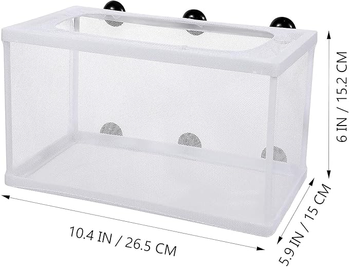 Large Fish Breeder Net with Suction Cups,Nylon Mesh Fish Fry Hatchery Breeder Isolation Box Separation Net for Fish/Plants/Shrimp Fish on Aquarium Tank