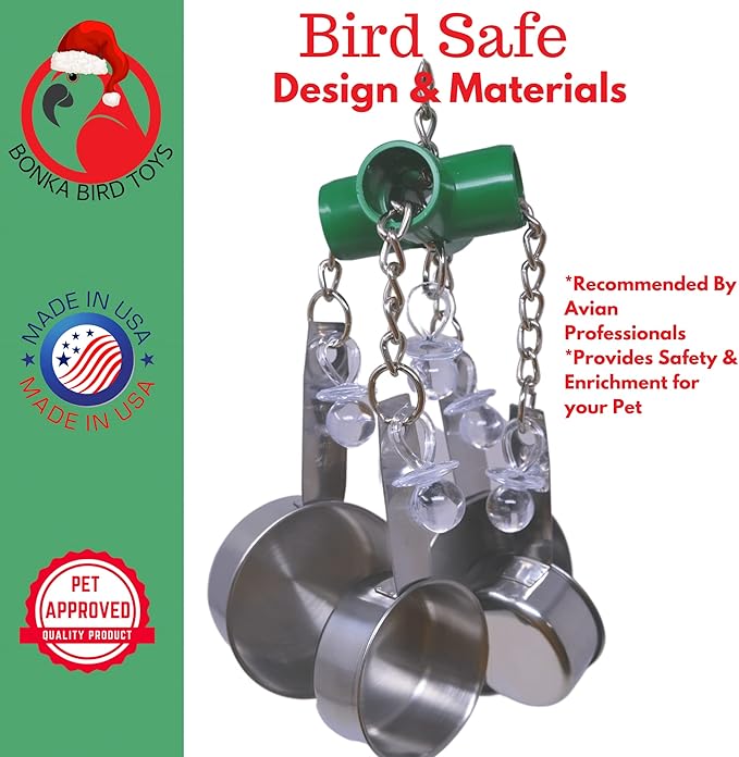 Bonka Bird Toys Clacker Colorful Durable Stainless Steel Pullable Parrot Macaw African Grey Cockatoo (Single Clacker, Green)