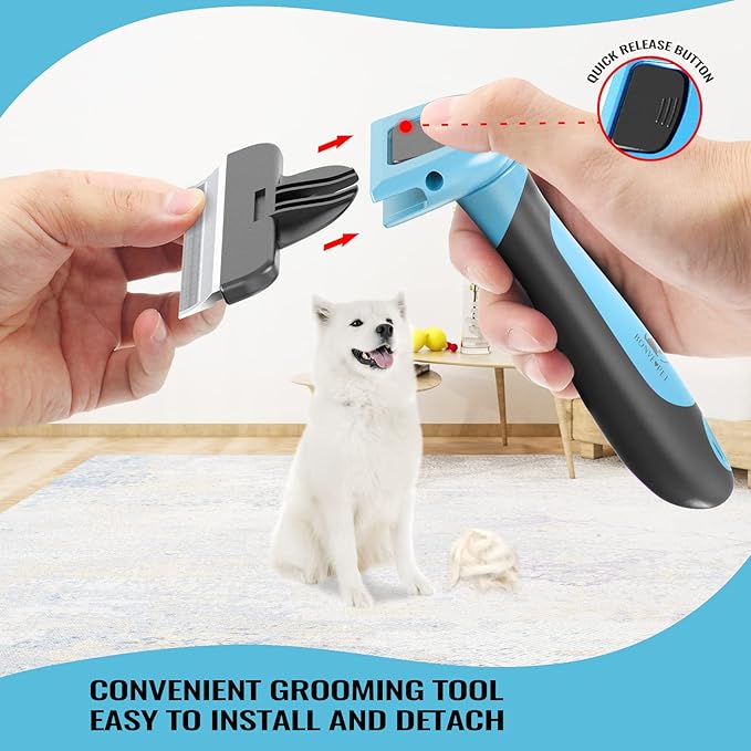 Bonve Pet Grooming Brush, Professional Deshedding Comb Tool for Dogs & Cats, Effectively Reduces Shedding by up to 95% for Short Medium and Long Pet Hair