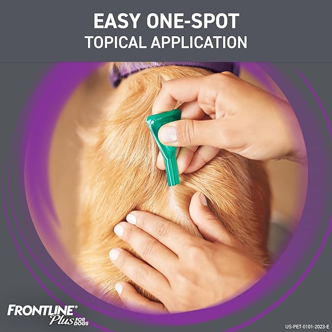 FRONTLINE Plus Flea and Tick Treatment for Large Dogs Up to 45 to 88 lbs., 8 Treatments