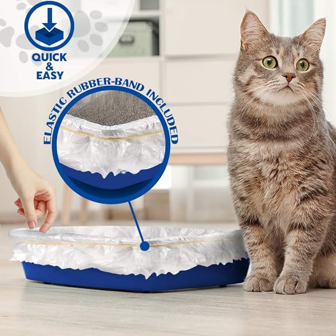 Alfapet Kitty Cat Pan Disposable, Sifting Liners- 20 count + 1 Transfer Liner-For Large, X-Large, Giant, Extra-Giant Size Litter Boxes-Included Rubber Band for Firm, Easy Fit - Pack of 2