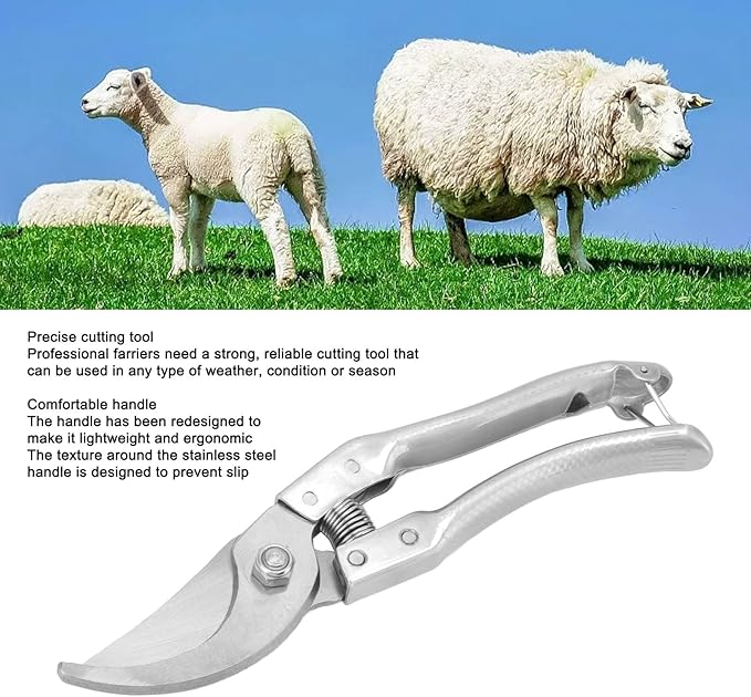 Animal Toe Nail Scissors Cutting Goat Hoof Clippers Nonslip Comfortable Handle for Pig Trotter (Silver)