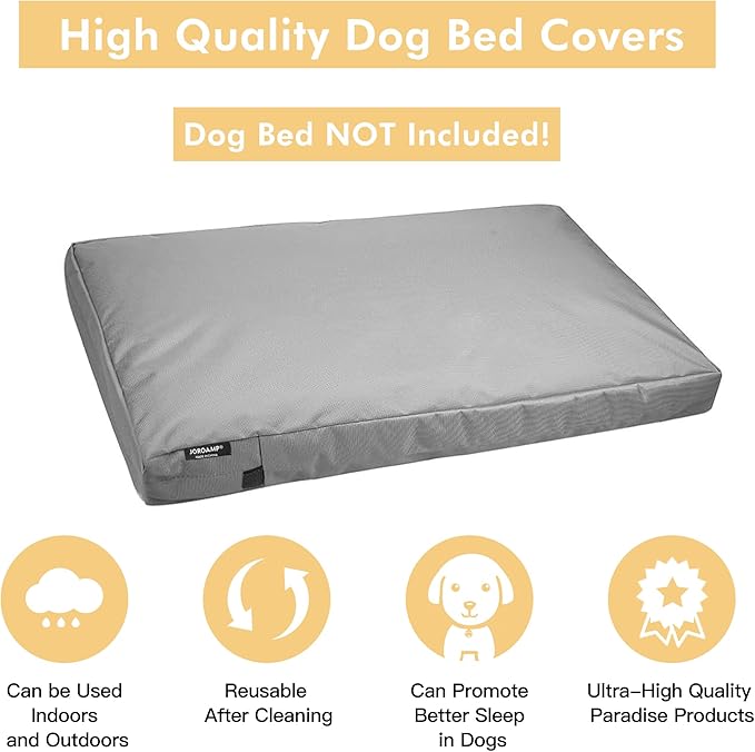 Dog Bed Cover Replacement Washable, Waterproof Large Pet Canvas Dog Crate Kennel Removable Covers with Zipper, 40x27x4 Inches(Gray)