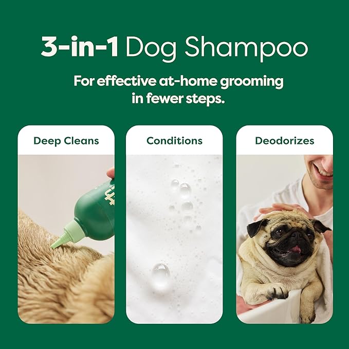 Earth Rated Coat-Specific 3-in-1 Short-Haired Dog & Puppy Shampoo, Conditioner & Deodorizer, Formulated to Moisturize and Tackle Shedding, Refreshing White Tea & Basil Scent, 16 oz.