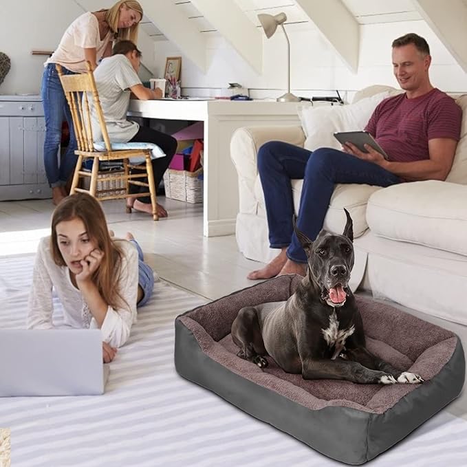 PUPPBUDD Dog Beds for Extra Large Dogs, Rectangle Washable Dog Bed Comfortable and Breathable Pet Sofa Warming Orthopedic Dog Bed for Jumbo Dogs