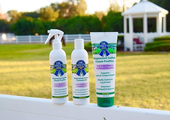 Dr. Milt's Horse Topical Epsom Salt Pain Relief Ointment Veriety packs - Cream, Gel, Spray. Liniment and Poultice, Hip and Joint Care for The Horse and Rider.