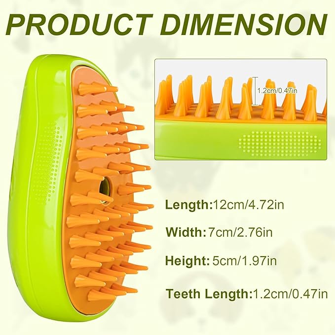 Cat Steam Brush, Spritz defur comb for cats, steam brush for cats, 3 in 1 pet brush, cat brush with steam, spritz defur comb for dogs, cat steam brush for shedding, cat brush by ALQMIA (Yellow)