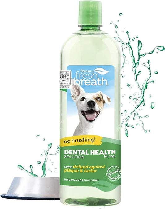 TropiClean Fresh Breath Original | Dog Oral Care Water Additive | Dog Breath Freshener Additive for Dental Health | VOHC Certified | Made in the USA | 33.8 oz.