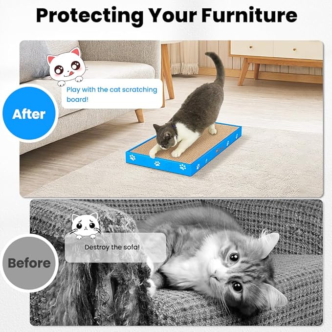 Petslucent Cat Scratching Board, Corrugate Cat Scratcher for Indoor Cats with Box, Cat Scratch Pad with Catnip, Cardboard Cat Scratcher Double-Sided Usability (1PCS)