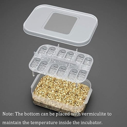Reptile Egg Incubator Professional Hatcher Hatching Box Case Tray Plastic Breeding Incubator for Hatching Snake,Lizards, Reptiles,Gecko(12 Slots Without Thermometer)