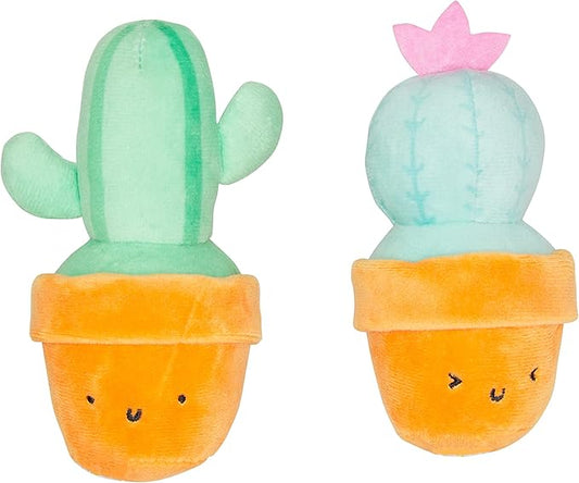 pearhead Prickly Plants Cat Toy Set, Cute Catnip Toys, Plush Cactus Interactive Chew Toys, Pet Owner Must Have Catnip Toys, Set of 2 Plush Toys