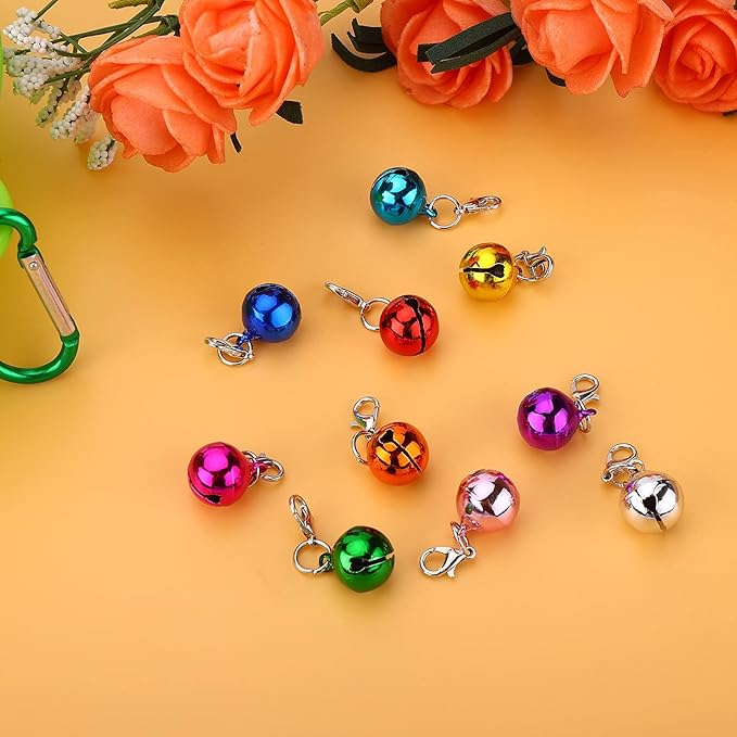 10 Pcs Cat Dog Collar Bells, Jingle Bell for Cat Collar,Dog Collar Charms,Colourful Pet Small Bells with Clasps Collar Accessories,Festival Party DIY Crafts Decoration