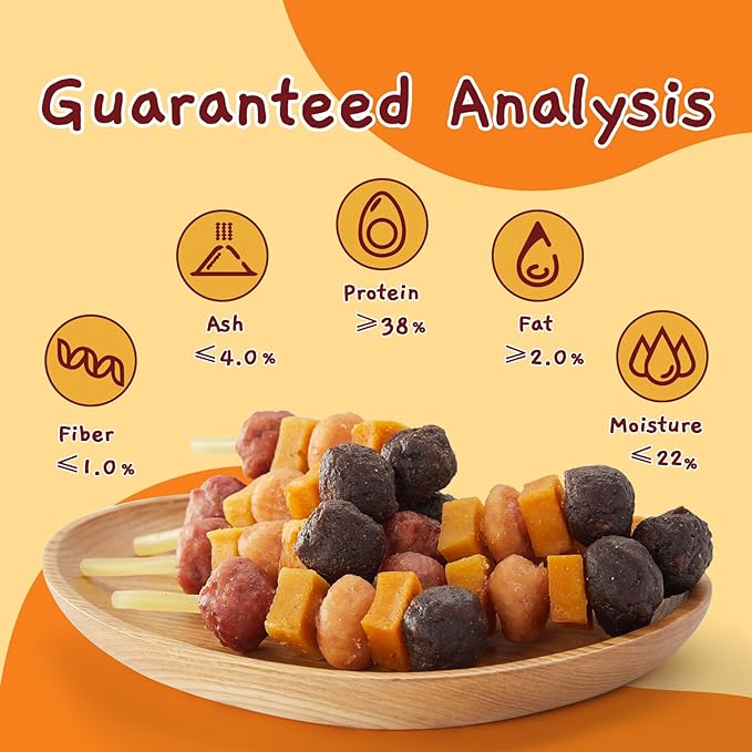 Jungle Calling Dog Treats, Six Flavor Dog Kabob with Cod, Rawhide Free Dog Chews, Made with Chicken, Duck, Beef, Sweet Potato and Pumpkin, Cod Sticks for Dogs