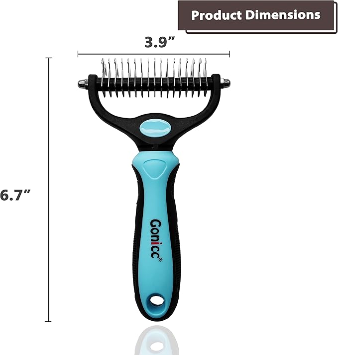 gonicc Professional Dog and Cat Brush for Shedding, Ideal Deshedding Tool, for Long & Short Haired Pets. (Pets Dematting Comb)