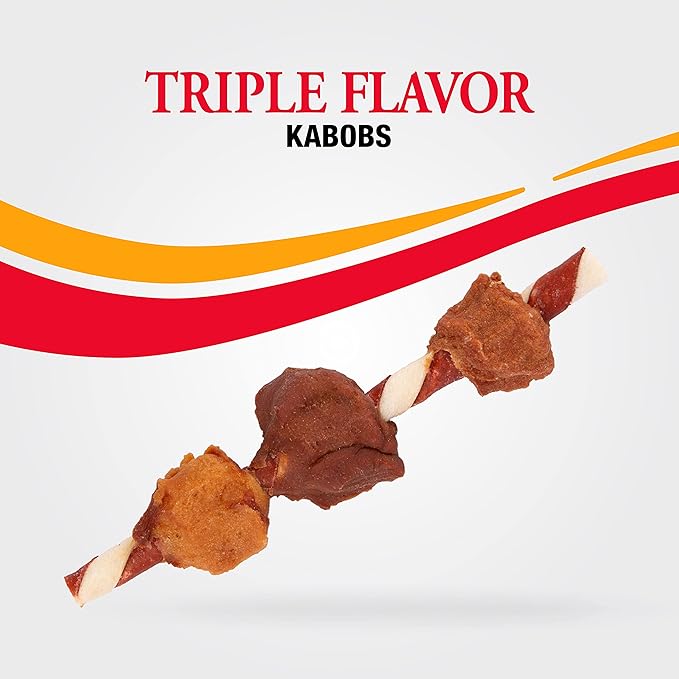 Good'n'Fun Triple Flavor Kabobs 48 Ounce, Rawhide Snack for All Dogs