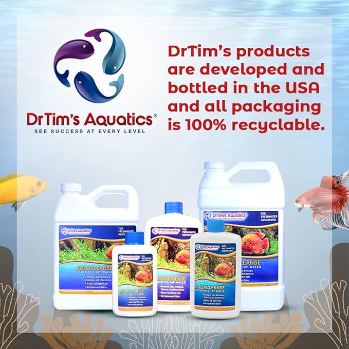 DrTim’s Aquatics AquaCleanse for Freshwater Aquariums – Tap Water Detoxifier: Dechlorinator & Ammonia Remover for New & Cycled Fish Tanks 64 oz.
