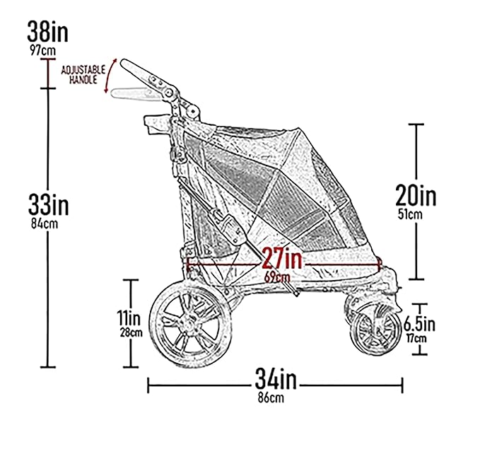 Pet Gear NO-Zip Pet Stroller with Dual Entry, Push Button Zipperless Entry for Single or Multiple Dogs/Cats, Pet Can Easily Walk in/Out, No Need to Lift Pet, Gel-Filled Tires, 1 Model, 4 Colors