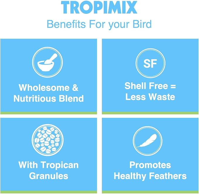 Hagen Tropimix Enrichment Food for Cockatiels & Lovebirds, 2 lb. - HARI Parrot Food with Seeds, Fruit, Nuts, Vegetables, Grains, and Legumes