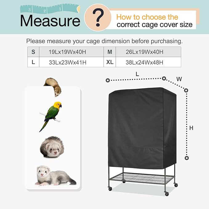 Explore Land Pet Cage Cover - Good Night Cover for Bird Critter Cat Cage to Small Animal Privacy & Comfort (Small, Black)