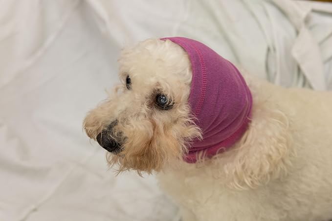 No Flap Ear Wrap Dog Neck Protector Dog Ear Hematoma Clip Anti Anxiety Relief No Flap Head Wrap for Dogs Pail lilac+Rose M
