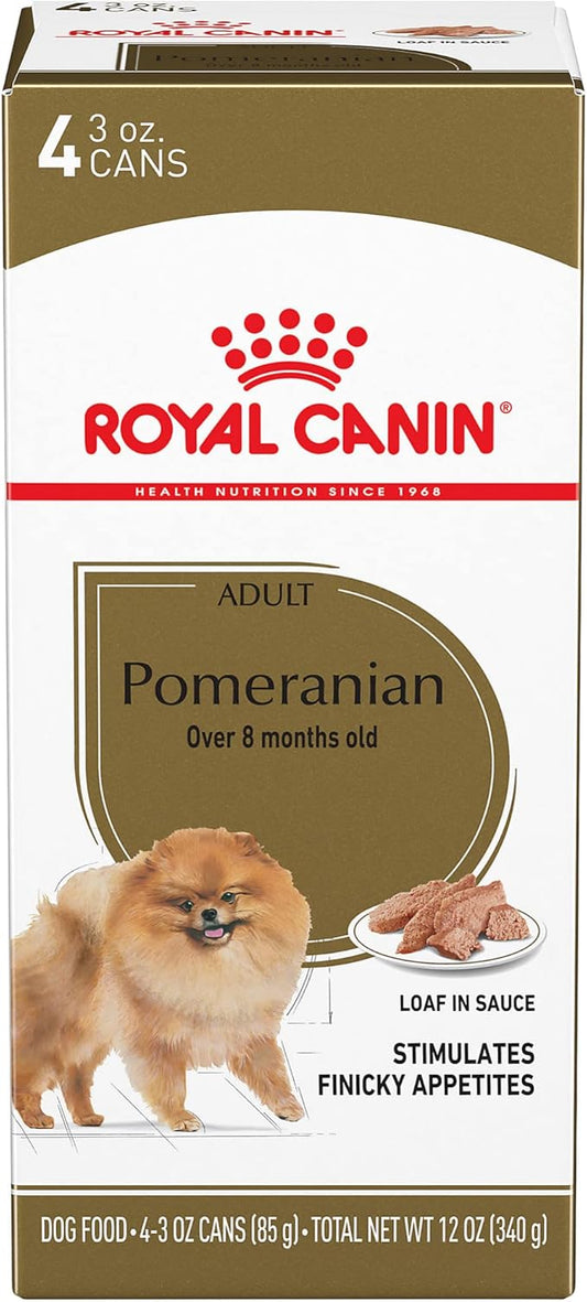 Royal Canin Breed Health Nutrition Pomeranian Adult Loaf in Sauce Canned Dog Food, 3 oz can (4-pack)