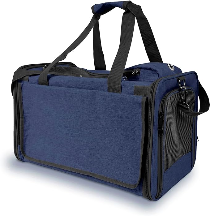 Medium Cat Carrier for Large Cat 15 lbs+ Soft Pet Carrier Small Puppy/Ventilated 2 Kittens Car Travel Bag Case/Comfy Big Cat 25 Pounds/Soft-Sided Mesh Cat Products Dark Blue