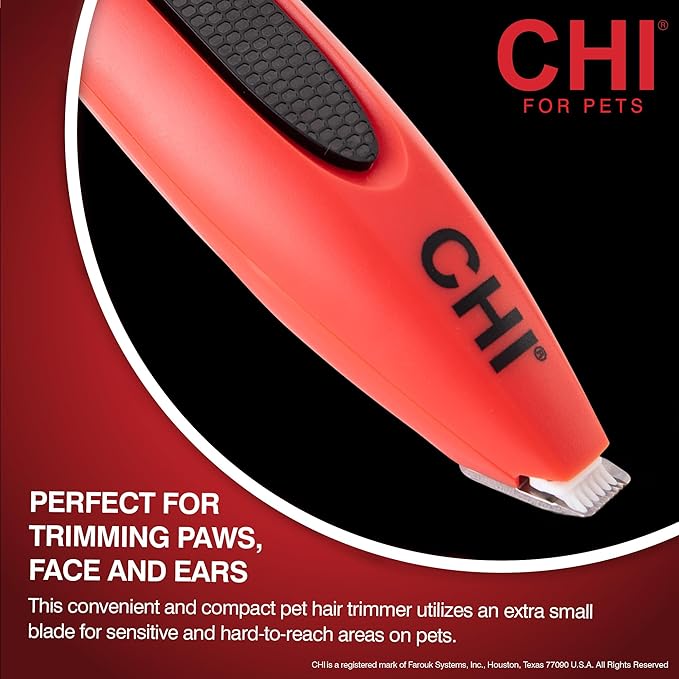 CHI for Pets Small Area Pet Hair Trimmer for Spot Trimming on Paws, Face and Ears | Sensitive Areas Fur Trimmer for Dogs or Cats | Face Trimmer for Dogs, Ear Trimmer for Dogs, Paw Trimmer for Dogs