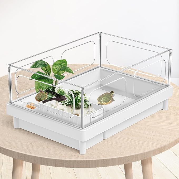 Reptile Artificial Plants, Terrarium Plants Decorations Supplies, Aquarium Fish Tank Plant, Amphibian Habitat Hideout Tank Accessories (M Set-2pcs/G)