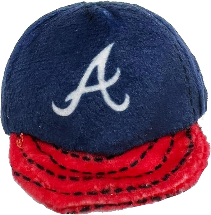 BEST PLUSH CAT TOY - MLB ATLANTA BRAVES Complete Set of 3 piece Cat Toys filed with Fresh Catnip. Incld: 1 Baseball Cap Cat Toy, 1 Baseball Cat Toy with Feathers, & 1 Beer Bottle. Beautiful Team LOGOS