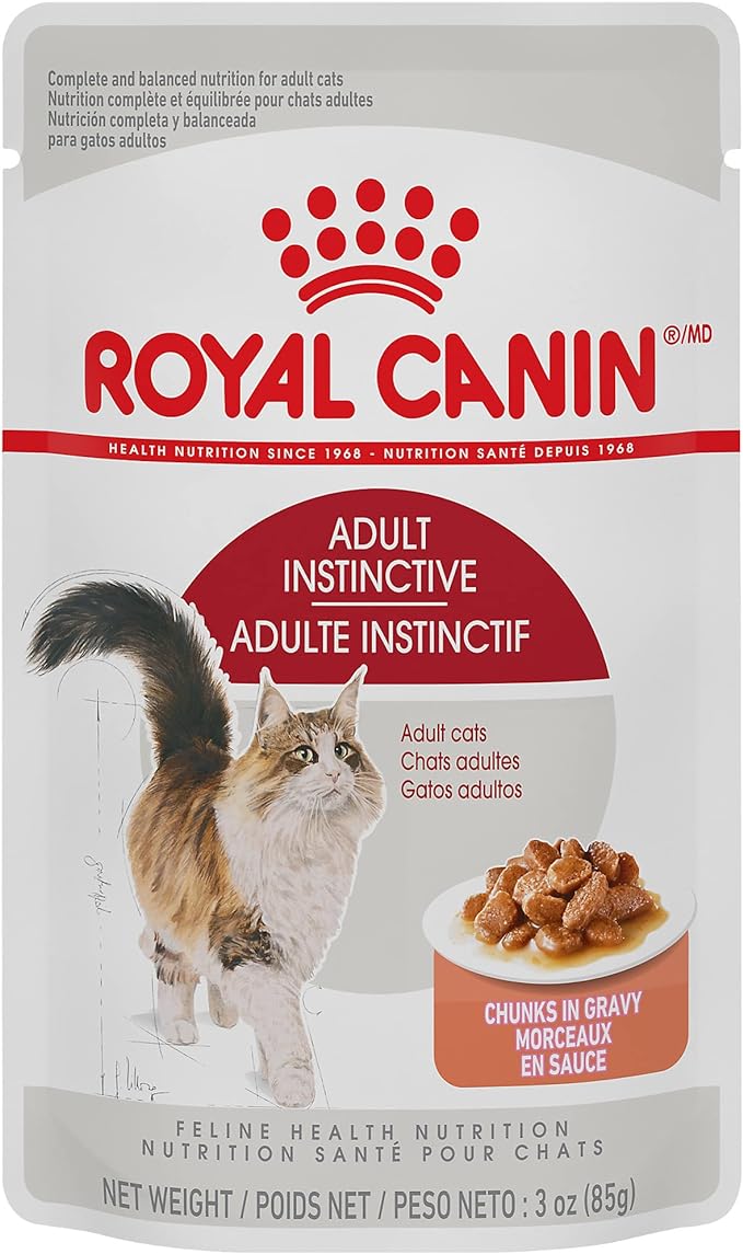 Royal Canin Adult Cat Instinctive Chunks in Gravy Wet Cat Food Pouch, 3 oz Pouch (12-Count)