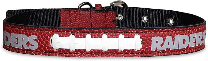 Pets First Tough Leather Pet Collar NFL Los Vegas Raiders Premium Dog Collar, Limited Edition, Best & Strongest Heavy-Duty Dog Collar!, Small (12-15"" Long & 0.75"" Wide) (OAK-3081-SM)