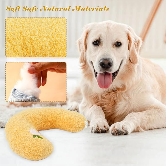 T'CHAQUE Soft Dog Bed Pillows, Ideal Naptime Sleeping Companion for Small Indoor Dogs and Cats, Pet Neck Pillow for Upper Spine Support, Cuddle Snuggle Doggy/Kitten Pillow Training Toy, Yellow