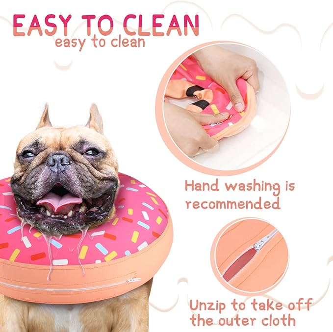 Supet Inflatable Dog Cone Collar for Medium Small Dogs, Soft Cone Collar for Dogs Cats, E Collar Dog Neck Donut Dog Puppy Doggie Cone Alternative After Surgery