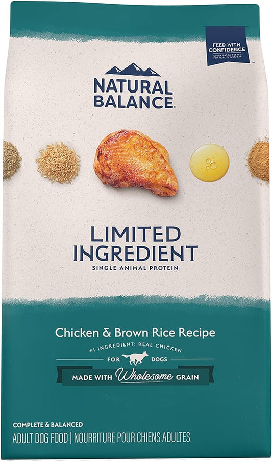 Natural Balance Limited Ingredient Adult Dry Dog Food with Healthy Grains, Chicken & Brown Rice Recipe, 4 Pound (Pack of 1)