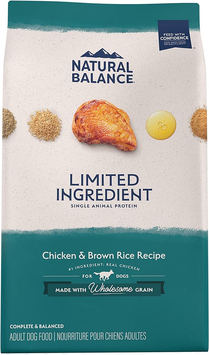 Natural Balance Limited Ingredient Adult Dry Dog Food with Healthy Grains, Chicken & Brown Rice Recipe, 24 Pound (Pack of 1)