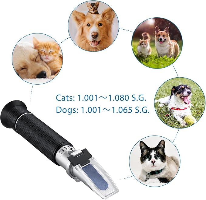 AUTOUTLET Refractometer 3-in-1 Animal Clinical Refractometer with ATC Function Measuring Animal's Urine Specific Gravity and Serum Protein for Veterinary and Pet Owner
